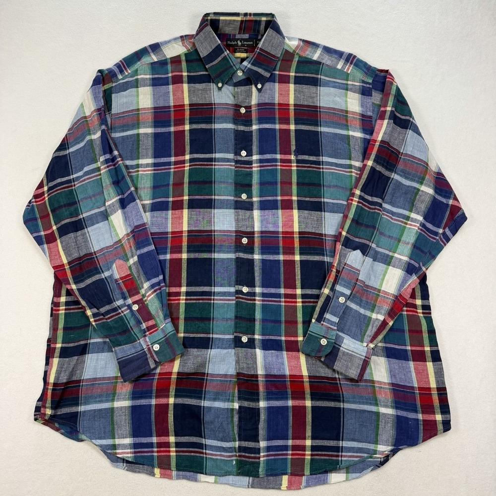 Polo Ralph Lauren Blaire Mens XL Colorful Plaid Long Sleeve Button Up Shirt - Picture 2 of 5